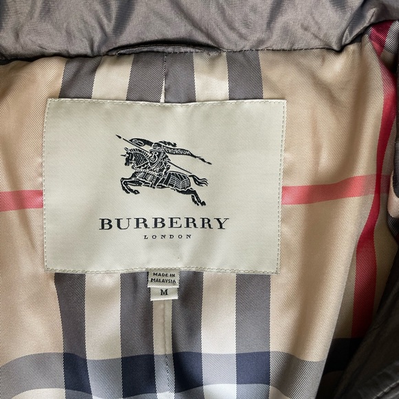 Burberry Puffer Jacket Hooded Belted Coat Quilted Mink Gray - Picture 8 of 15